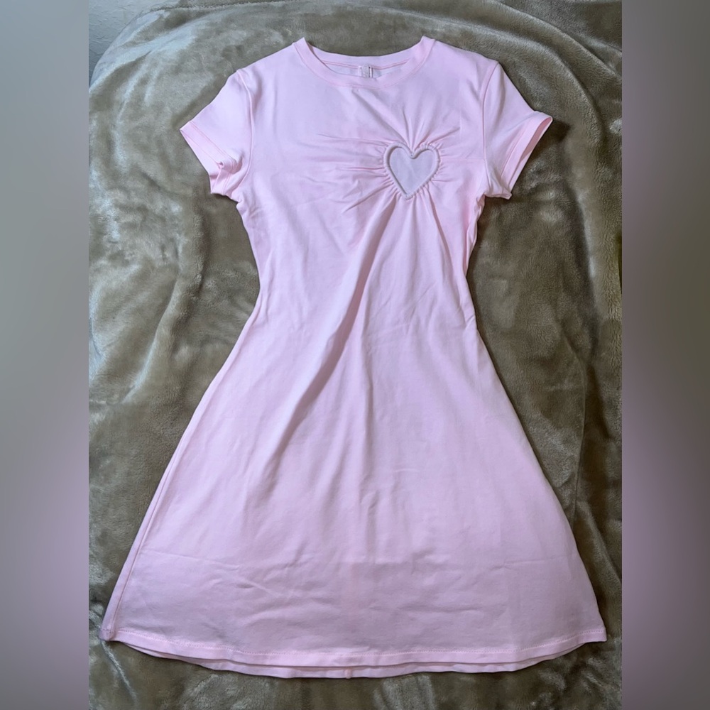 NWOT SKIMS Cotton Jersey Heart Mini Dress XS in Cherry Blossom